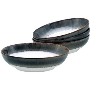 CreaTable, 21690, serie Cascade Bowls steen 1300 ml, 4-delige serviesset, Poke Bowl-set van aardewerk