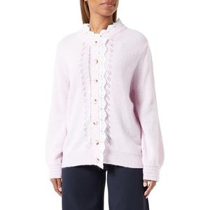 Naemi Dames vintage gebreide jas met kanten afwerking acryl lavendel maat XS/S, lavendel, XS