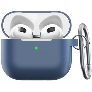 Keybudz Elevate beschermhoes met karabijnhaak voor Apple AirPods 3, etui hoes, hoofdtelefoon oortelefoon accessoires oplaadcase, blauw