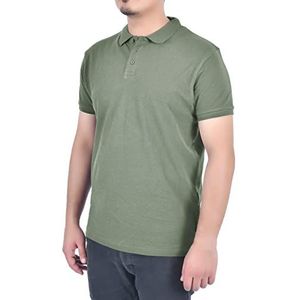M17 Heren klassiek effen poloshirt korte mouwen katoenen T-shirt sport casual werk, Kaki Groen, XL