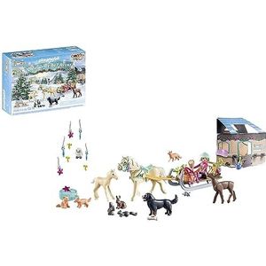 PLAYMOBIL Adventskalender Paarden 71345 kerst sleerit, Speelgoed voor kinderen vanaf 4 jaar