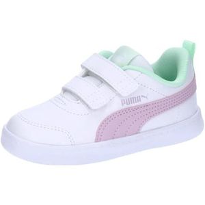 PUMA Courtflex V2 V Inf uniseks-baby Sneaker Low top, PUMA WHITE-GRAPE MIST-FRESH MINT, 25 EU