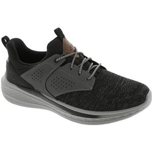 Skechers USA Men's Men's Slade-Breyer 210892 Knitted Mesh Bungee Lace W/Quarter Cage Slip On, Black/Grey, 9