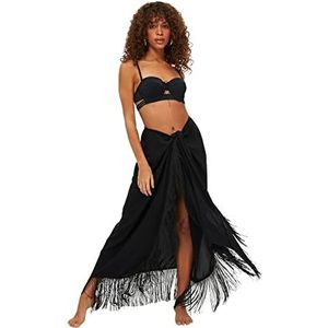 Trendyol Dames Kwastje Viscose Sarong Rock Skirt, Zwart, 36