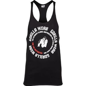 Gorilla Wear Melrose Stringer – zwart – bodybuilding tanktop heren logo borst smalle bandjes