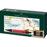 Faber-Castell 162005 Pitt Artist Pen Dual Marker inktpen, met twee punten, een penseelpunt en een in metaal gevatte vezelpunt, kartonnen etui, meerkleurig