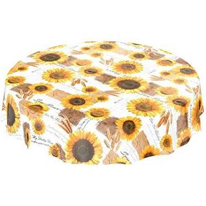 ANRO Tafelkleed van tafelzeil, zonnebloemen, zomer, tarwe, rond, 140 cm, snijrand