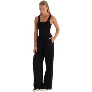 Dagi Black Fashion Woven Regular Waist Viscose Lange Been Broek, Zwart, 40, zwart, 40