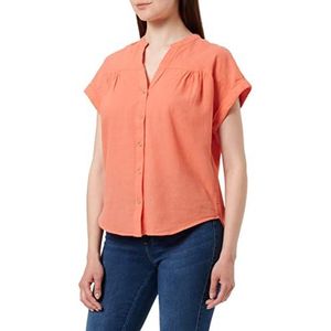 Springfield Mao-hemd met korte mouwen van katoenlinnen, Oranje, 32