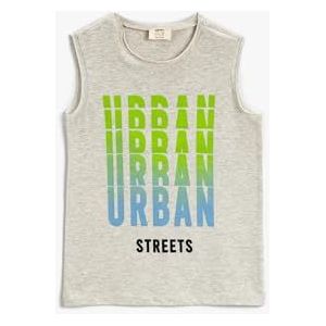 Koton Tanktop voor jongens met print en ronde hals, grijs (023), 4-5 Jaren