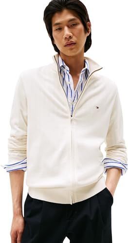 Tommy Hilfiger Heren Essential Cotton Zip Thru MW0MW36517 Zip Through Trui, Geel, XS, Geel (ivoorbloemblaadje), XS