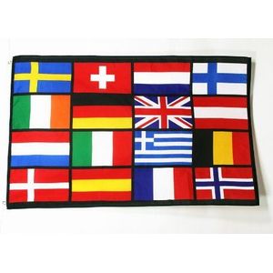 Europese landen Vlag 150x90 cm - Europa vlaggen 90 x 150 cm - Banner 3x5 ft Hoge kwaliteit - AZ FLAG