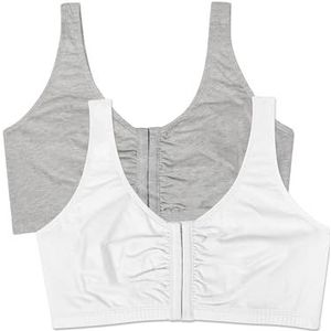 Fruit van de Loom Women's Plus-Size Sport Bra, Heather Grijs/Wit, Maat 36