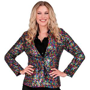 Widmann - Party Fashion Blazer met pailletten voor dames, regenboog, disco fever, colbermove, jacket
