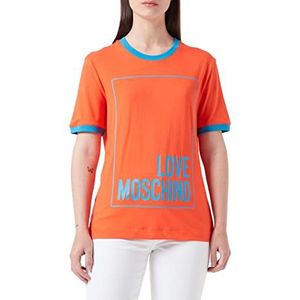 Love Moschino Dames katoenen jersey met logo box print T-shirt, roodblauw., 38