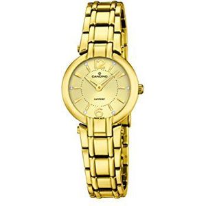 Candino Dames Quartz Horloge met Gouden Wijzerplaat Analoge Display en Goud Roestvrij Staal Plated Armband C4575/2, Goud/Goud, Armband