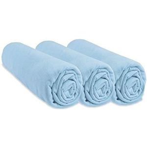 Easy Dort Hoeslaken, 70 x 140 cm, set van 3 hoeslakens, 70 x 140 cm, 100% katoen, jersey, hemelsblauw, rekbaar, ademend, gezonde slaap, merk Easy Dort | Oeko-Tex label | kwaliteit | Made in Europe