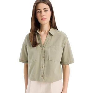 DeFacto Damesoverhemden met korte mouwen, elegante hemdblouse - blouses & tunieken voor dames, Kaki, S