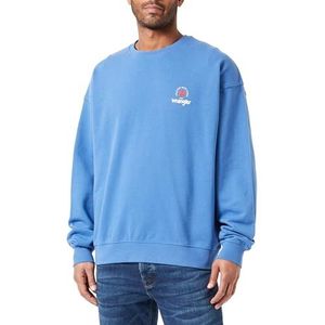 Wrangler Heren Logo Crew Sweatshirt, Federal Blue, XL