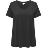 Carbonnie Life S/S V A-Shape Tee Noos, zwart, 46/48 Grote maten
