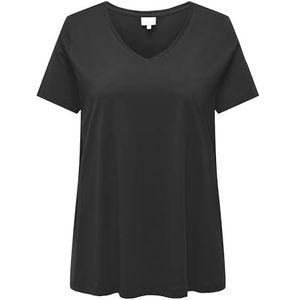 Carbonnie Life S/S V A-Shape Tee Noos, zwart, 46/48 Grote maten