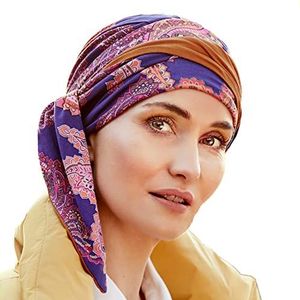 Christine Headwear Dames Beatrice tulband met linten hoofdband, paisley swirls, eenheidsmaat EU, Paisley Swirls, Eén maat