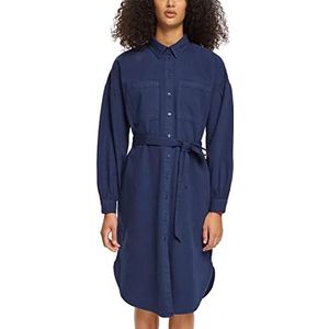 ESPRIT Hemdblousejurk met riem, Donkerblauw, 34