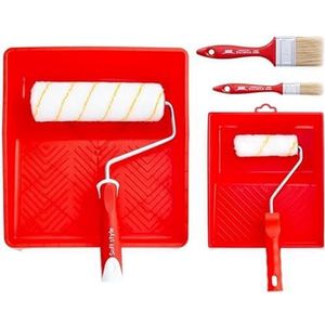 PENNELLIFICIO 2000 Lakset met 2 schalen, 2 rollen en 2 penselen, schilderset, om te lakken, op waterbasis, binnenmuren, glad en weinig ruw – Made in Italy