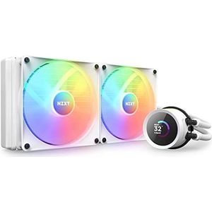NZXT Kraken 280 RGB - 280 mm AIO CPU vloeibare koeler - Aanpasbaar 1,54 ""vierkant LCD-scherm voor afbeeldingen, prestatiestatistieken - Krachtige pomp - 2 x F140 RGB-kernventilatoren - Wit