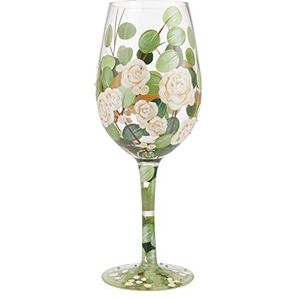 Enesco Ontwerpen door Lolita Boeket in Bloei Bloemen Handgeschilderde Artisan Wijnglas, 15 oz, Multicolor
