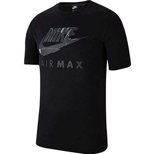 Nike Air Max T-shirt voor heren, korte mouwen, maat S, zwart., L