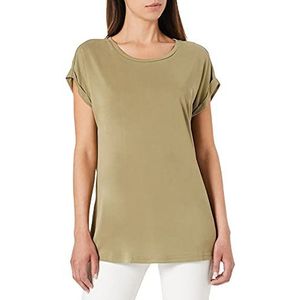 Urban Classics Dames T-shirt Ladies Modal Extended Shoulder Tee, vrouwen bovendeel met overgesneden schouders in vele kleuren, maten XS - 5XL, Kaki, L