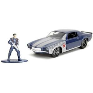 Jada Toys 253223021 Marvel, 1973 Chevrolet Camaro, incl. Winter Soldier figuur, Die-Cast Modelauto op schaal 1:32 (14 cm), metalen auto voor verzamelaars en kinderen vanaf 8 jaar, blauw