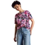 Street One - T-shirt - Pink - Dames - Materiaalmix