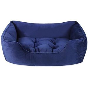 Rosewood Luxe fluwelen vierkant hondenbed, maat Large, marineblauw