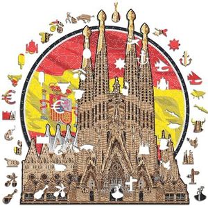 Iconic Puzzles, Sagrada Família, 100% eco-duurzame houten puzzel, maat L, 500 stukjes