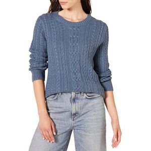 Amazon Essentials Dames Fisherman Cable Lange Mouw Crewneck Trui (Verkrijgbaar in Grote Maat), Blauw Heather, 4X