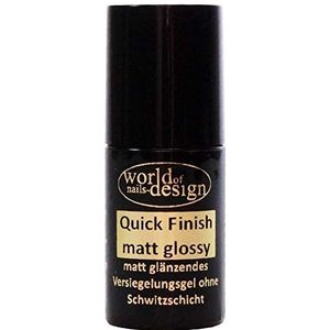 World of Nails-Design LED/UV Quick Finish Mat, Matglas, zijdemat zonder zweetlaag, penseelfles, 6 ml