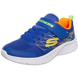 Skechers Microspec Texlor jongens Sneaker,Blauw Textiel Oranje Lime Trim,28 EU