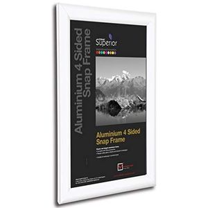 Stewart Superior A4 Aluminium 4-zijdig 25mm Voorlader Afbeelding/Poster Snap Frame - Wit, WHITEA4