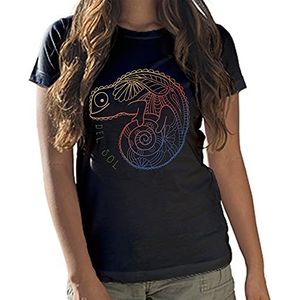 Del Sol Jeugd Meisjes Crew Tee - Chameleon, Zwart T-Shirt - Veranderingen van wit naar levendige kleuren in de zon - 100% gekamd, ringgesponnen katoen, korte mouw - maat YXL