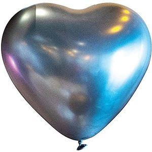 Amscan 9908430-50 latex ballonnen Decorator Heart Satin Luxe Platinum, grootte 30 cm, luchtballon, decoratie, bruiloft, verjaardag