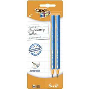 BIC Kids Jumbo Driehoekige HB Grafiet Potloden voor Beginners - Blauw of Roze Lichaam, Pak van 2 Stuks