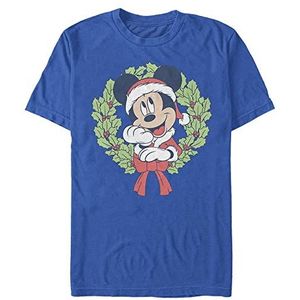 Disney Classics Unisex Mickey & Friends Mickey Christmas Wreath Organic Short Sleeve T-Shirt, Bright Blue, XXL, bright blue, XXL