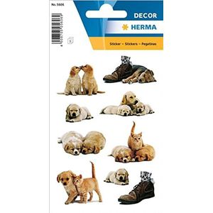 HERMA 5606 dierenstickers, hondenpuppy's (27 stickers, papier, mat) zelfklevend, permanent hechtende motiefetiketten voor meisjes en jongens, kleurrijk
