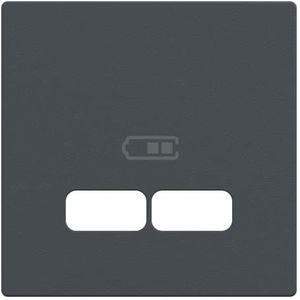 Schneider Electric Merten middenplaat voor USB-laadstation, systeem M, antraciet, artikelnummer MEG4367-0414