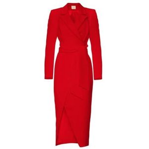 Swing Fashion Rode midi-jurk jasjurk moss met diepe split | maat 38, rood, 38