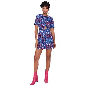TRENDYOL Dames Woman Mini Skater Double-Breasted Woven Dress Jurk, Donkerblauw, 42