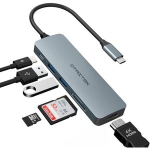 USB C-hub, USB-C adapter MacBook Pro/Air iPad Pro adapter, 6-in-1 met 4K HDMI-uitgang, PD 100 W, 2 x USB 3.0, TF-kaartlezer, compatibel met laptop, Surface Pro 8