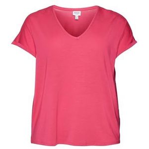 VERO MODA CURVE Vmaya Ss V-hals Tee VMA Noos Curve T-shirt voor dames, roze yarrow, 52/54